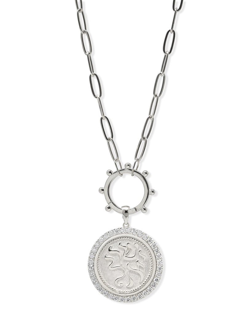 Israel Silver Pavé Sapphire Medallion