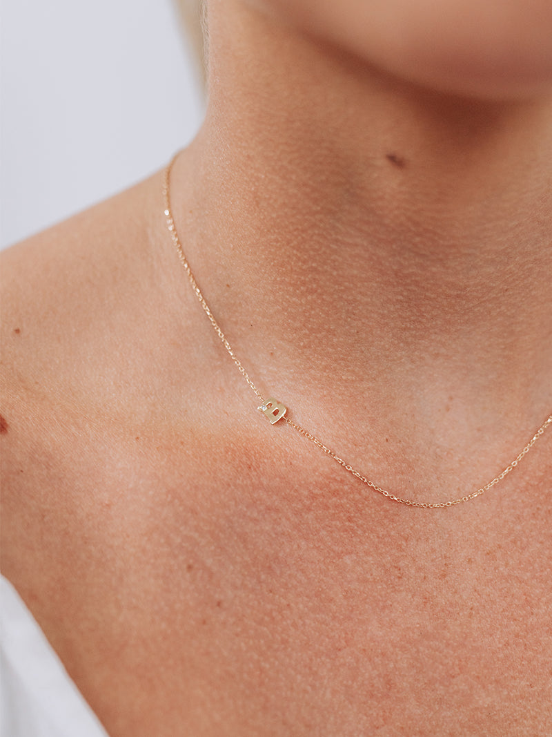 Love Letter Single Diamond Initial Necklace G 18