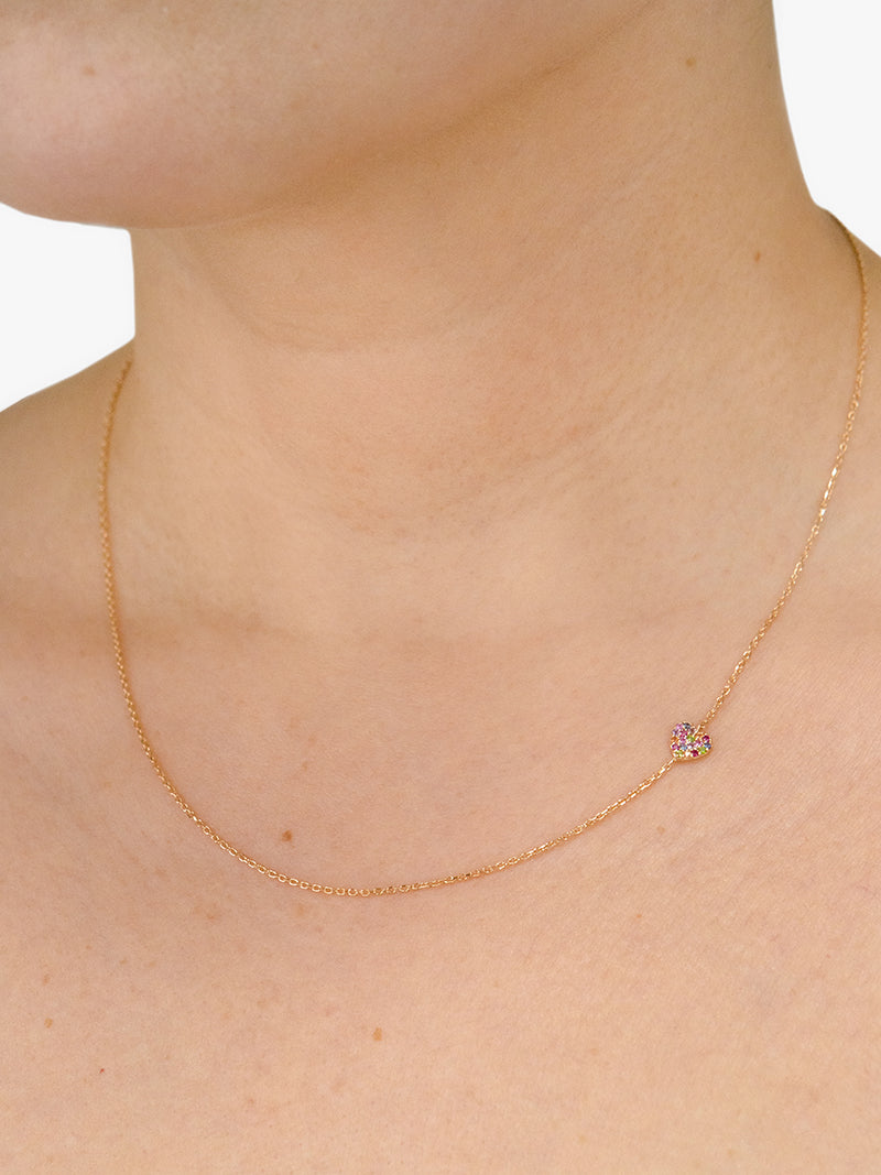 Love Letter Multicolor Pavé Heart Necklace