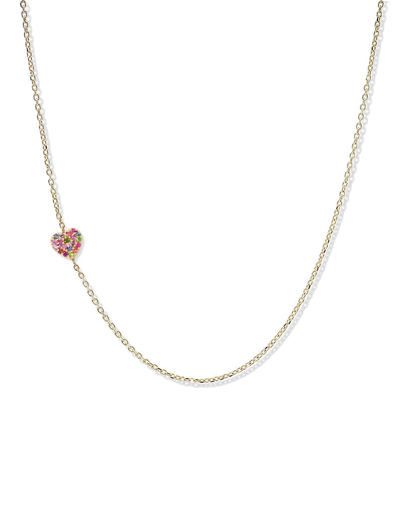 Love Letter Multicolor Pavé Heart Necklace