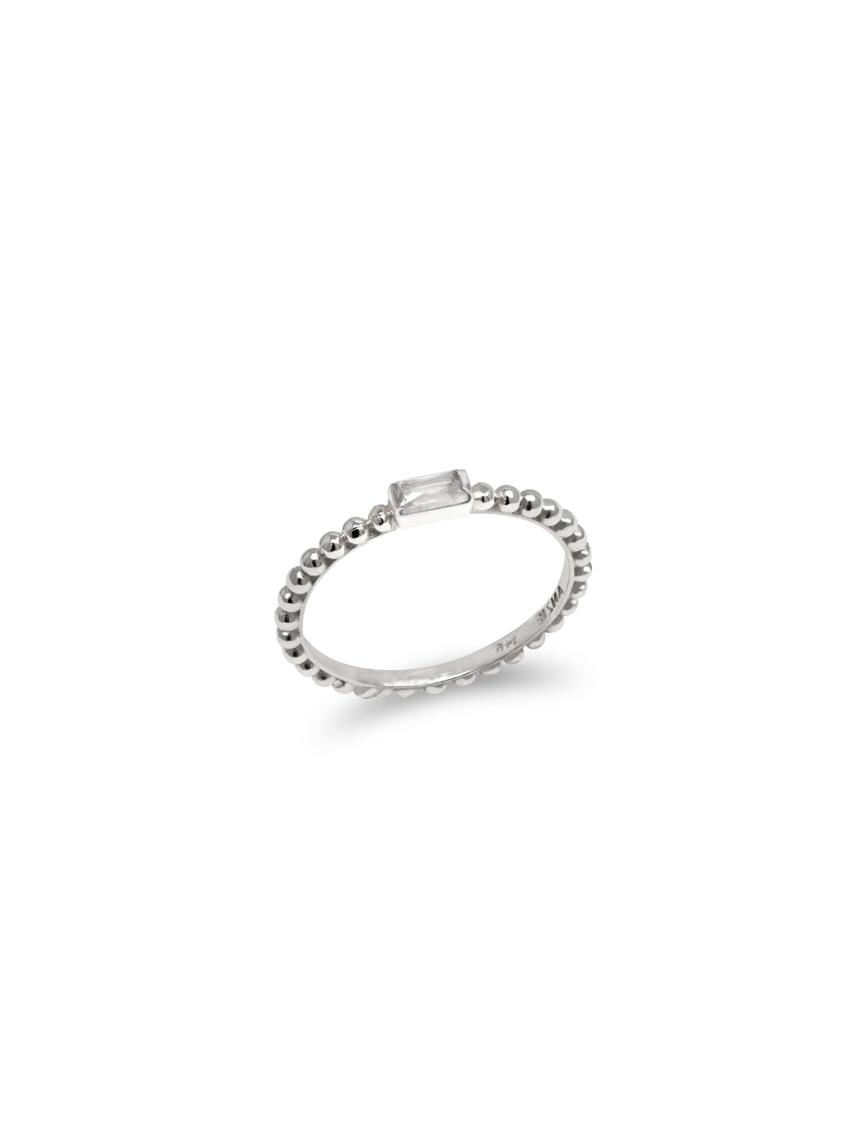 Dew Drop Baguette Stackable Ring