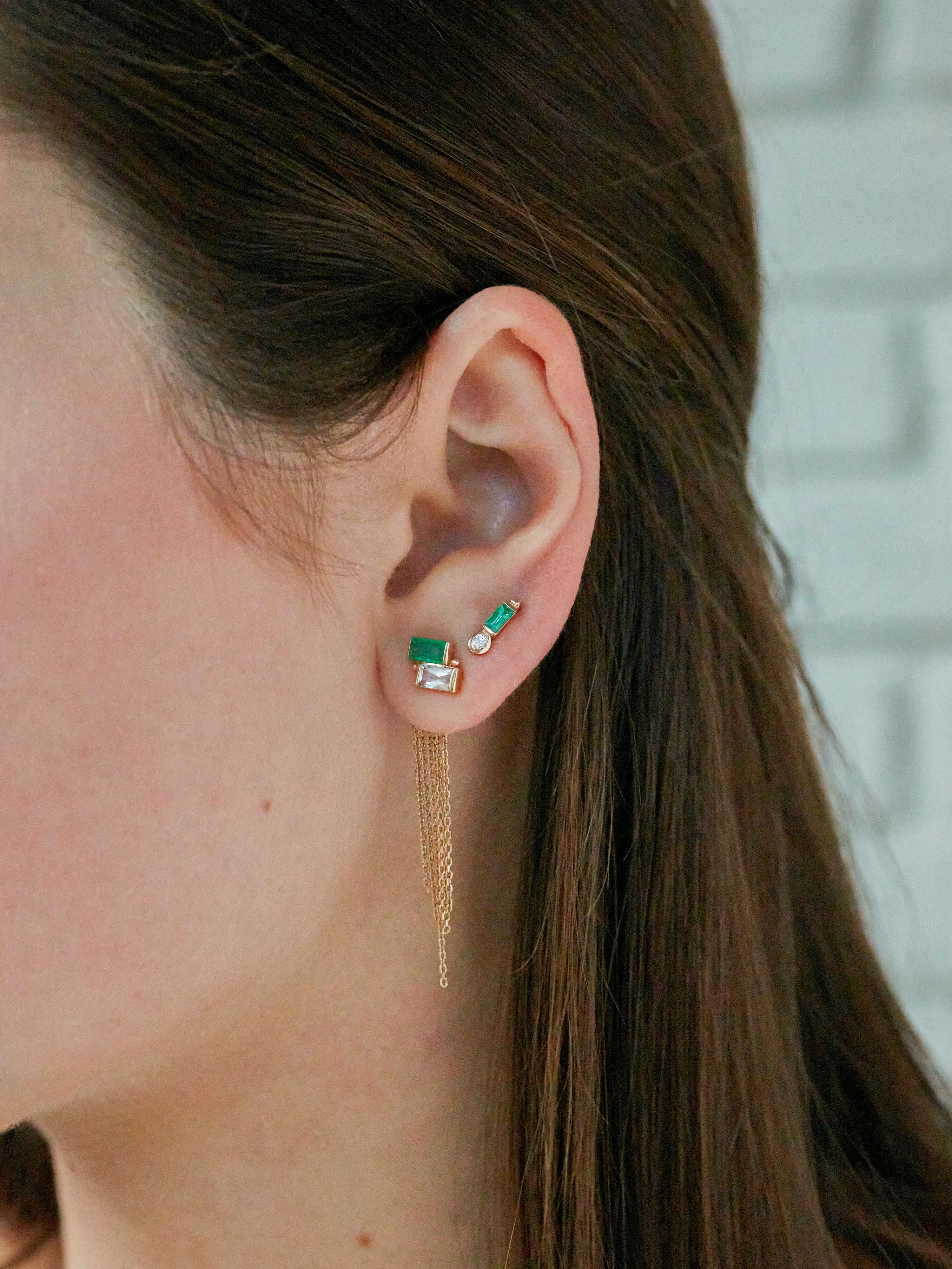 Cléo Emerald Baguette Stud