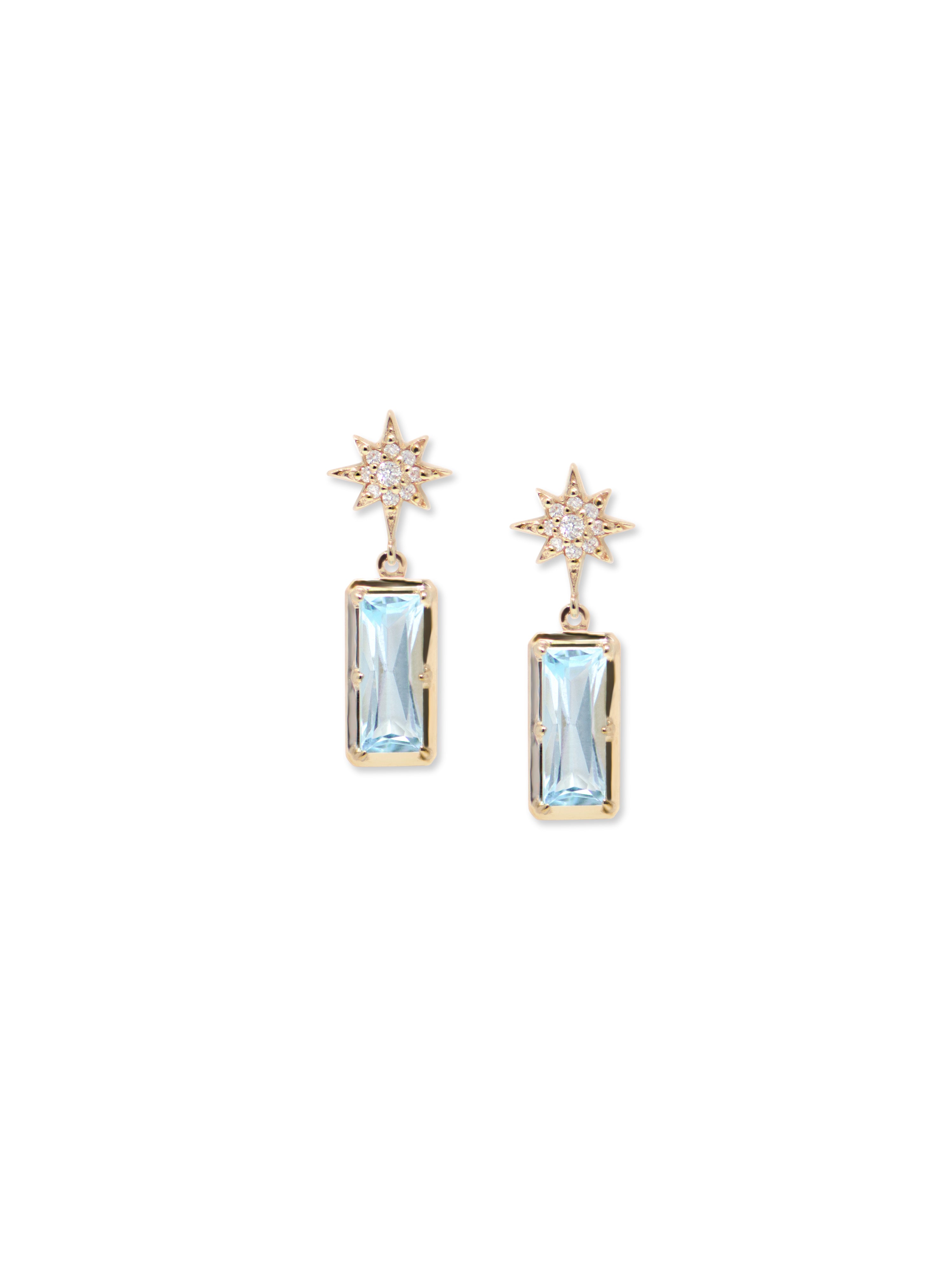 Aztec North Star Baguette Earrings