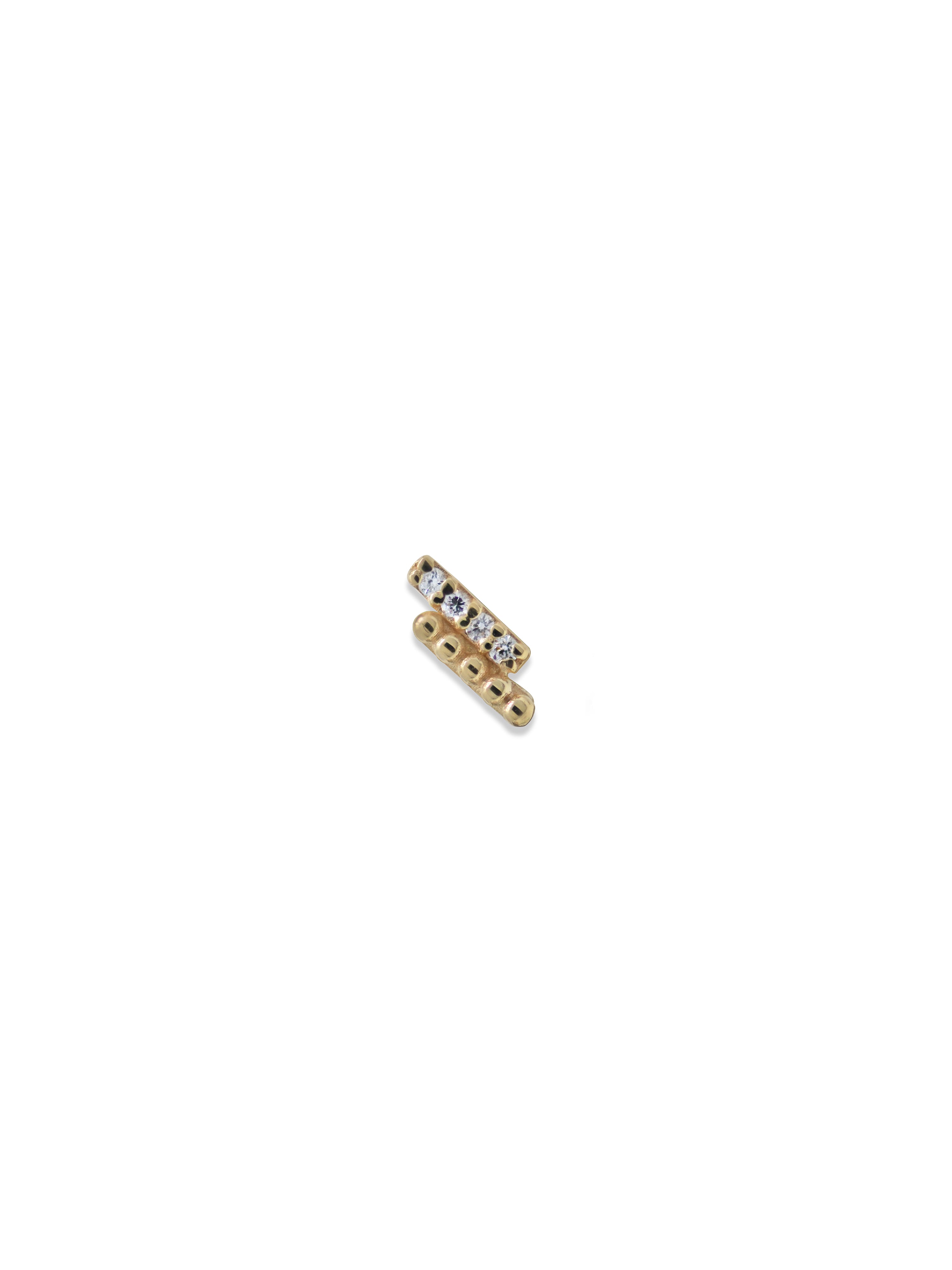 Dew Drop Diamond and Gold Two Row Studs