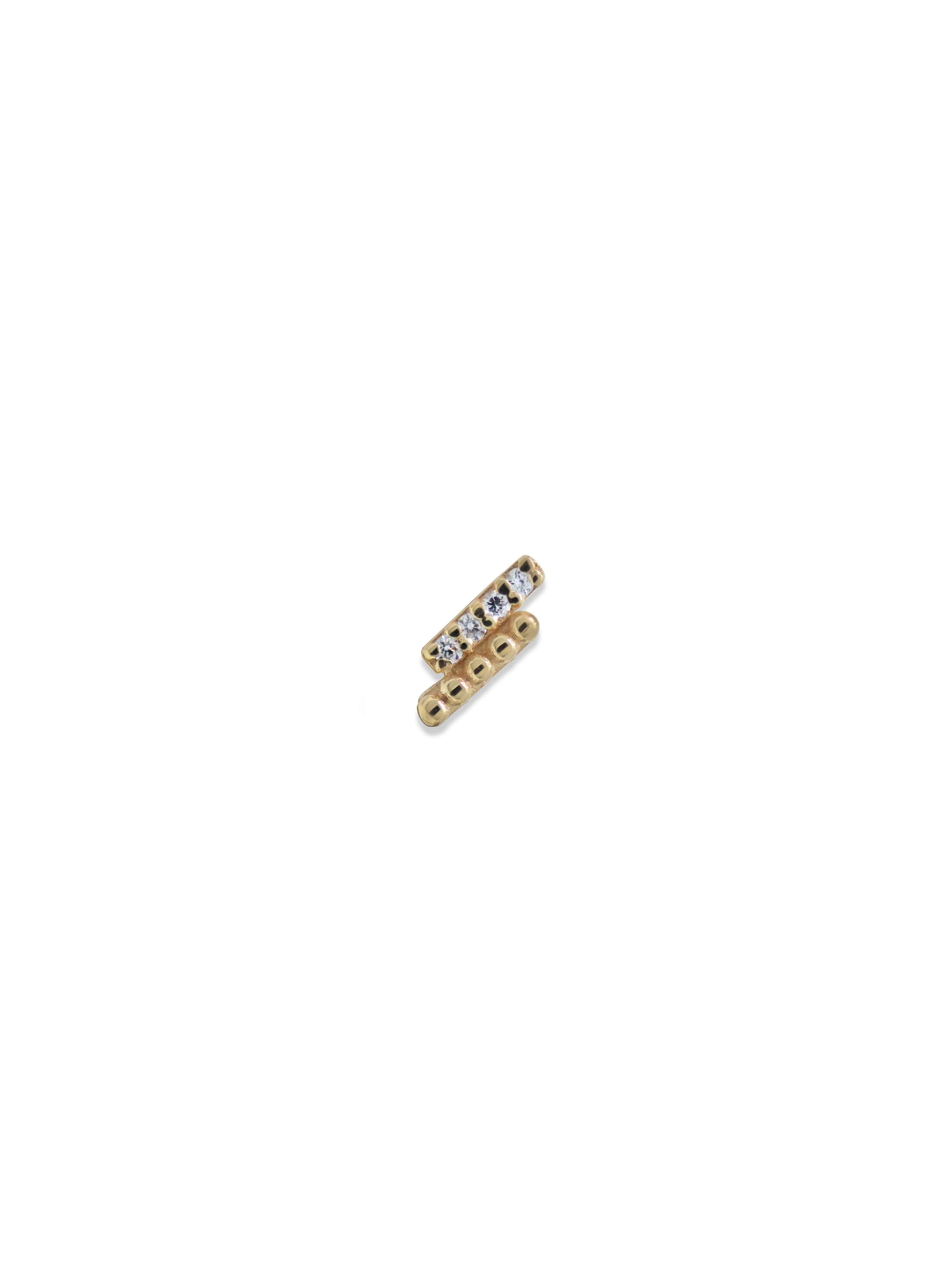 Dew Drop Diamond and Gold Two Row Studs