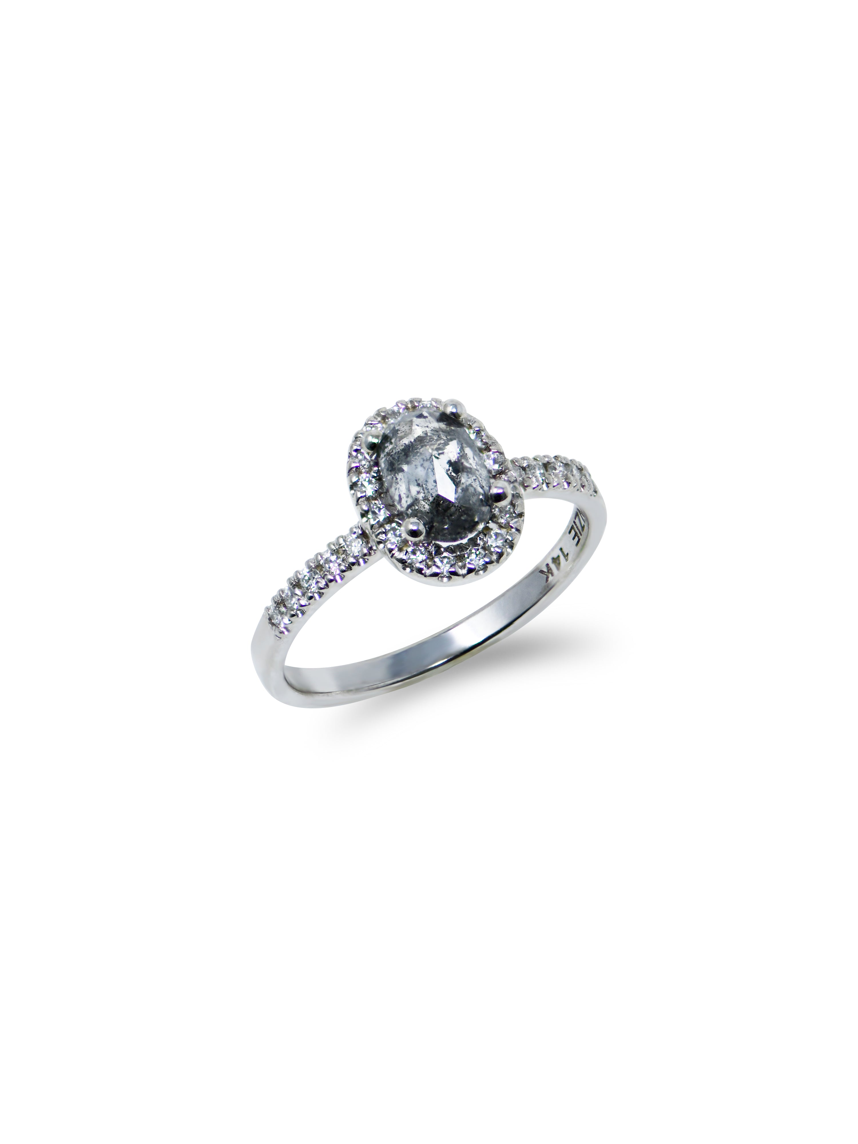 Salt and Pepper Diamond Engagement Ring