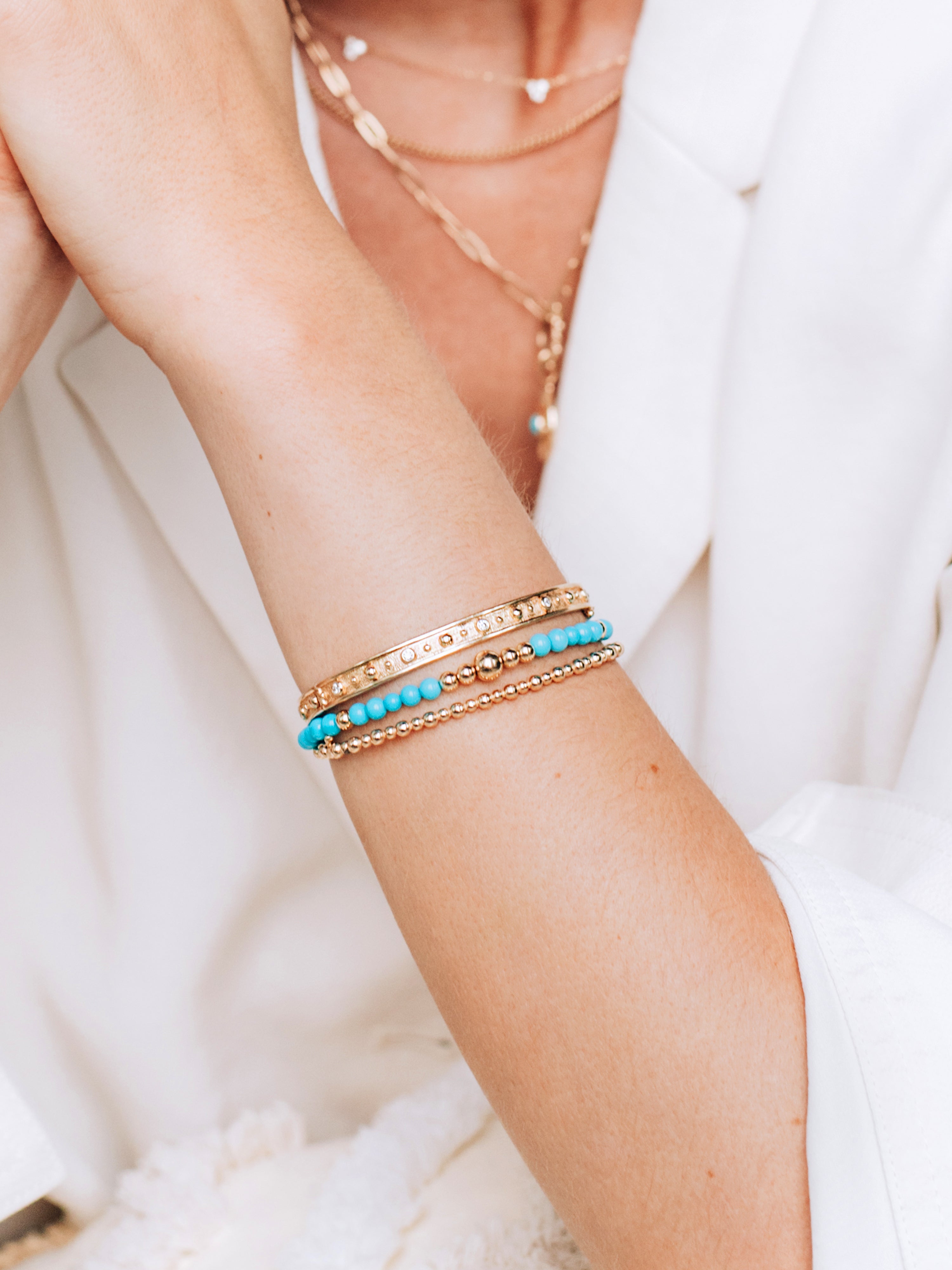 Bohème Round Turquoise and Gold Bracelet