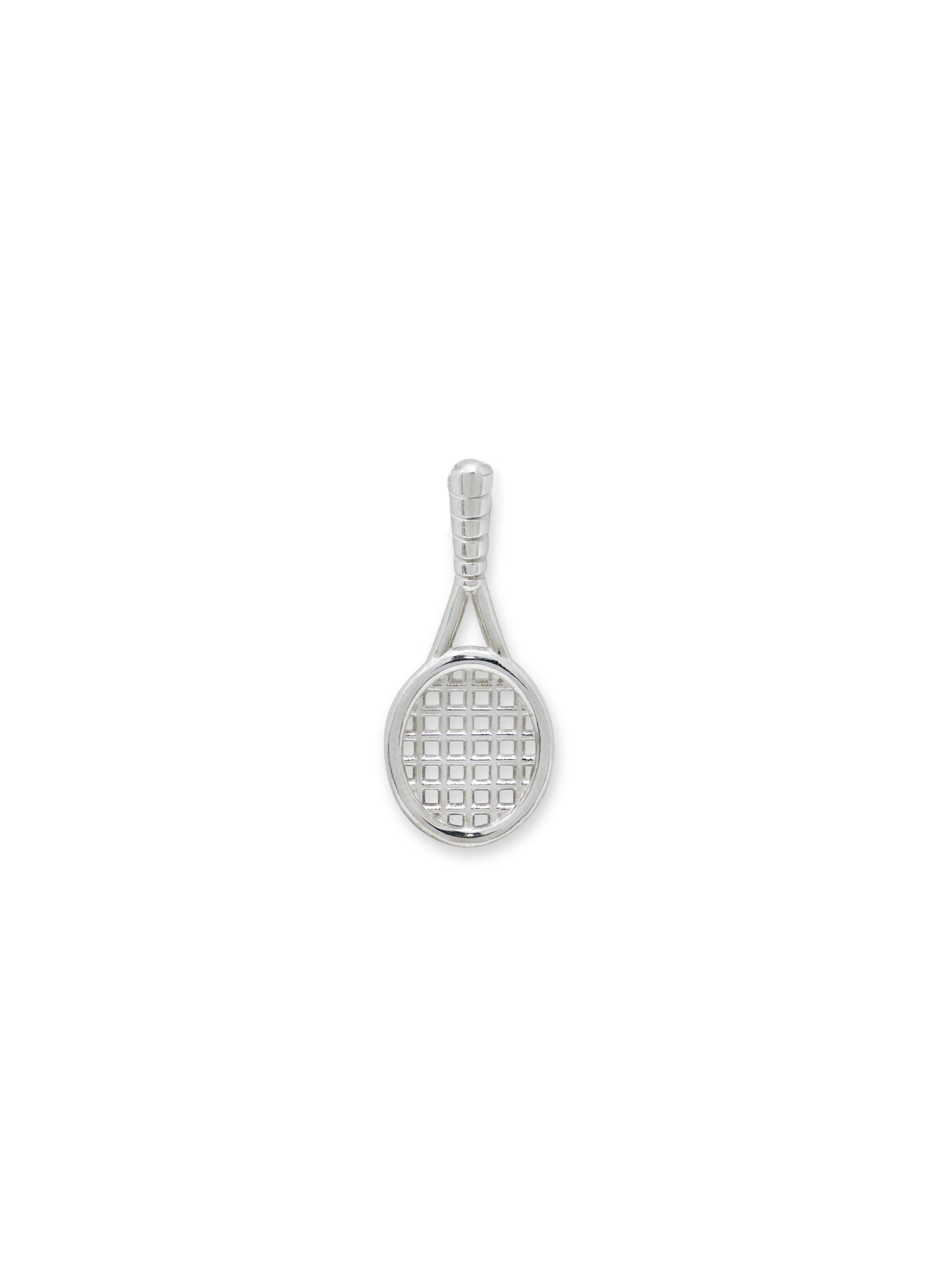 Silver Tennis Racquet Pendant Necklace