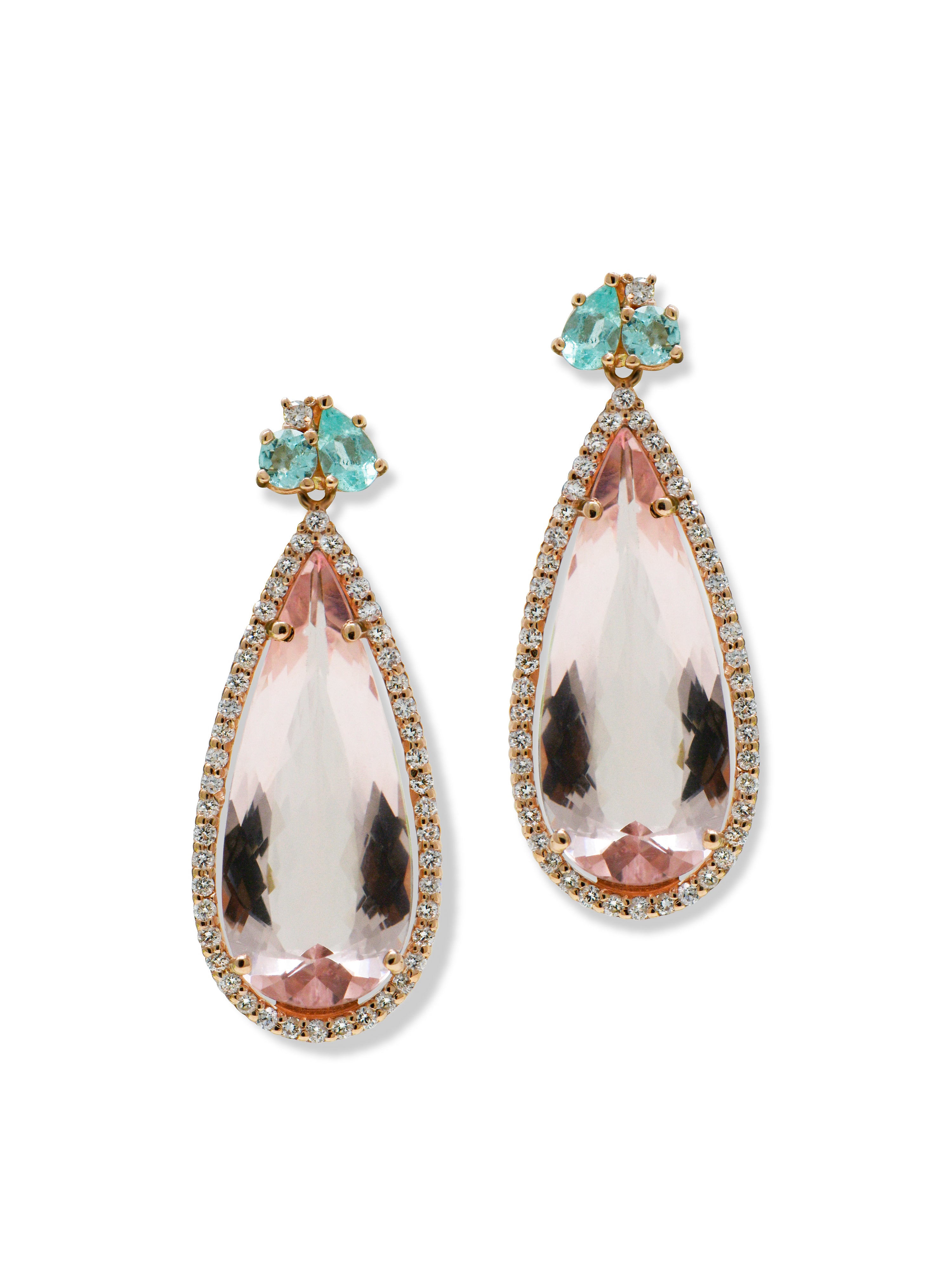 Classique Jumelle Stud with Morganite Teardrop Earrings