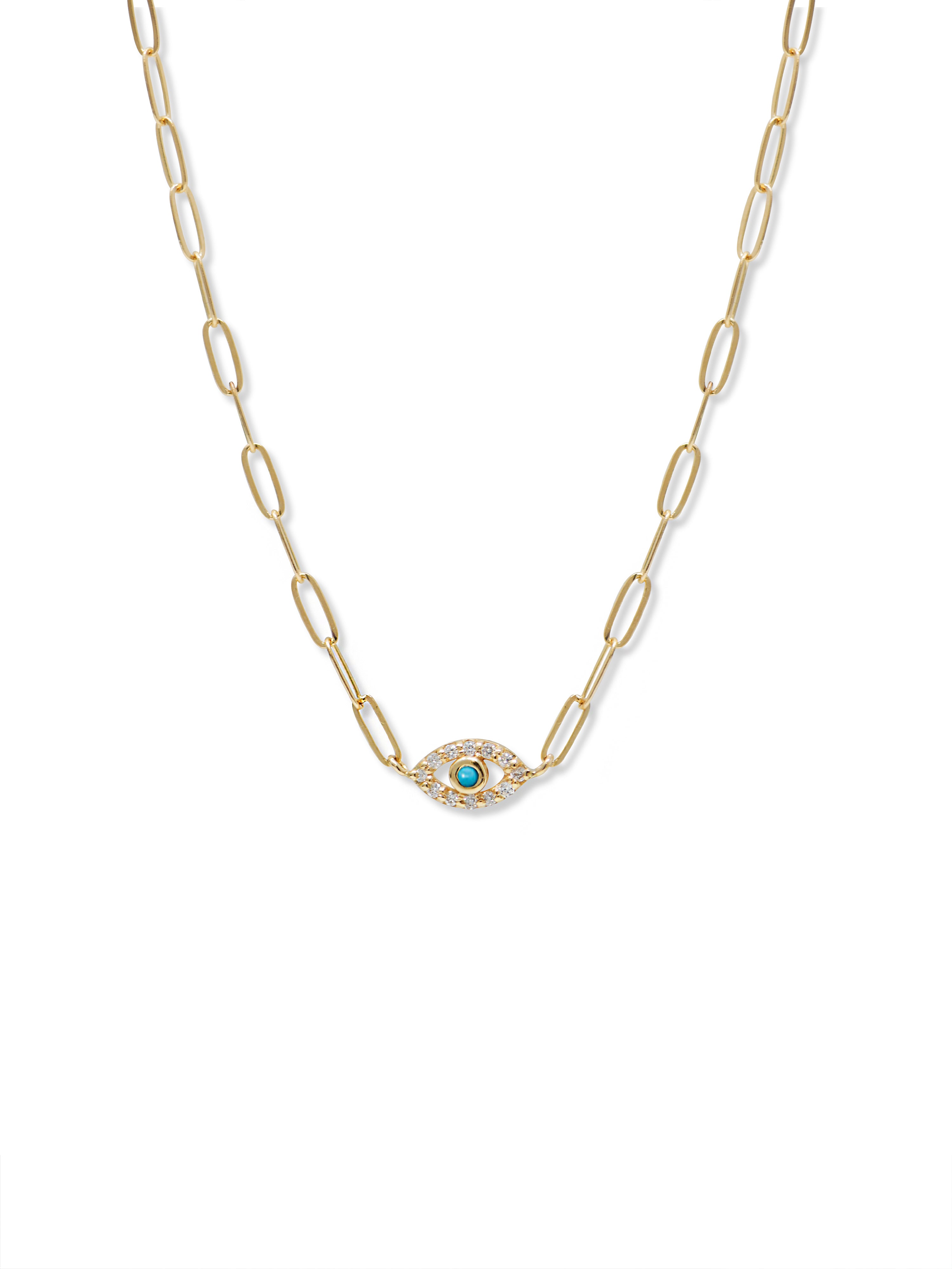 Evil Eye Paperclip Necklace