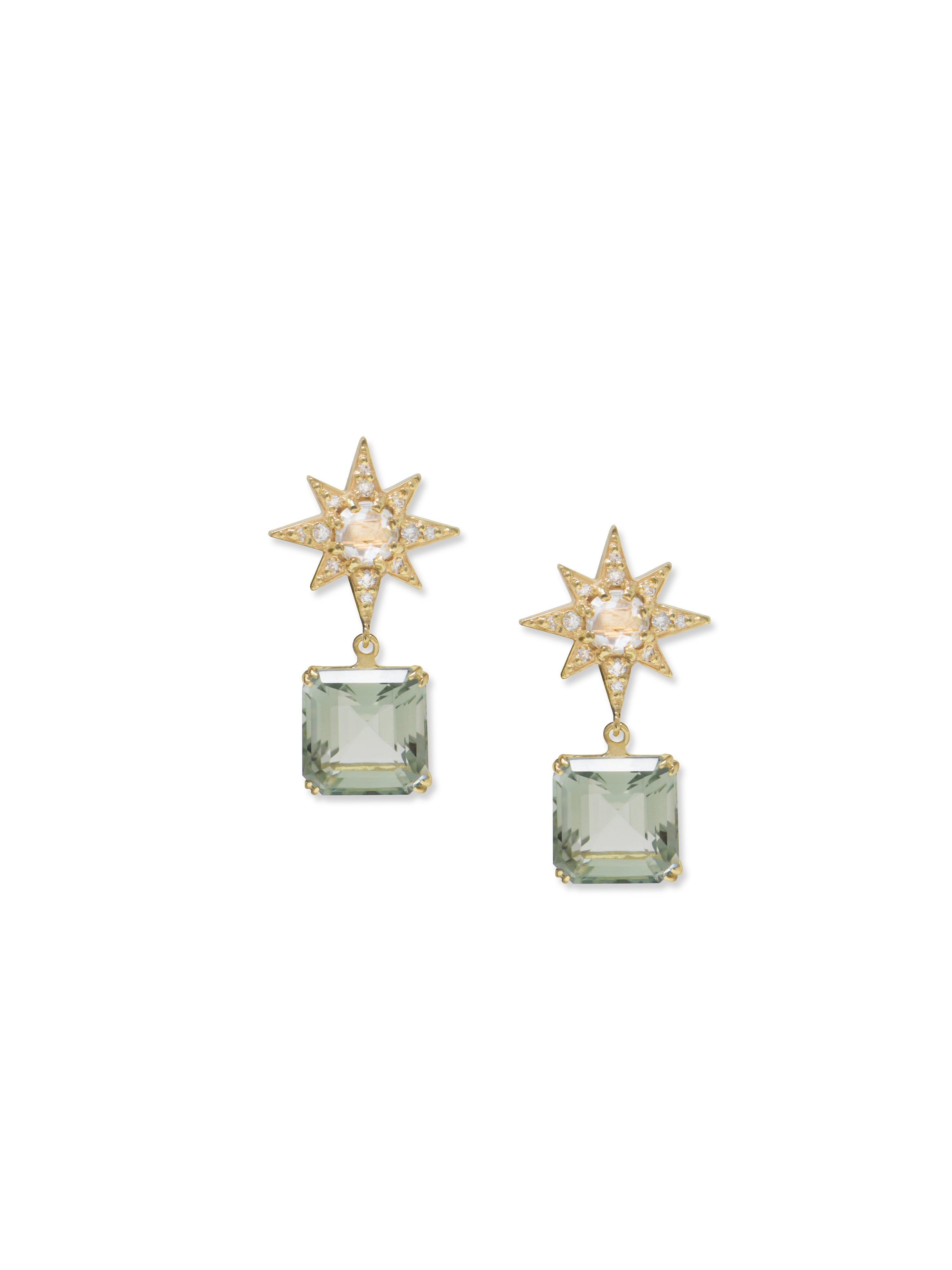 Aztec Starburst Asscher Cut Drop Earrings