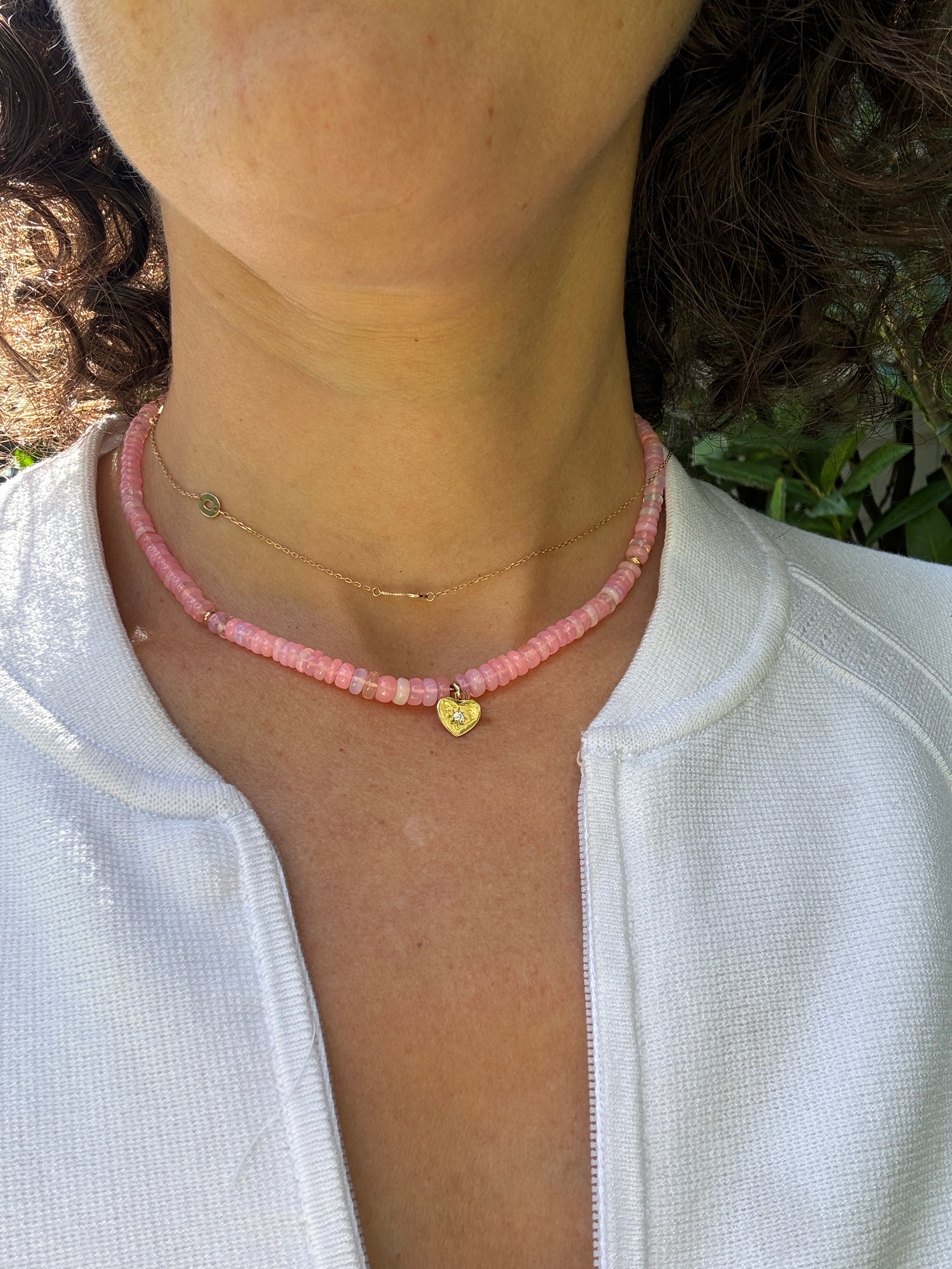 Pink Opal Heart Necklace