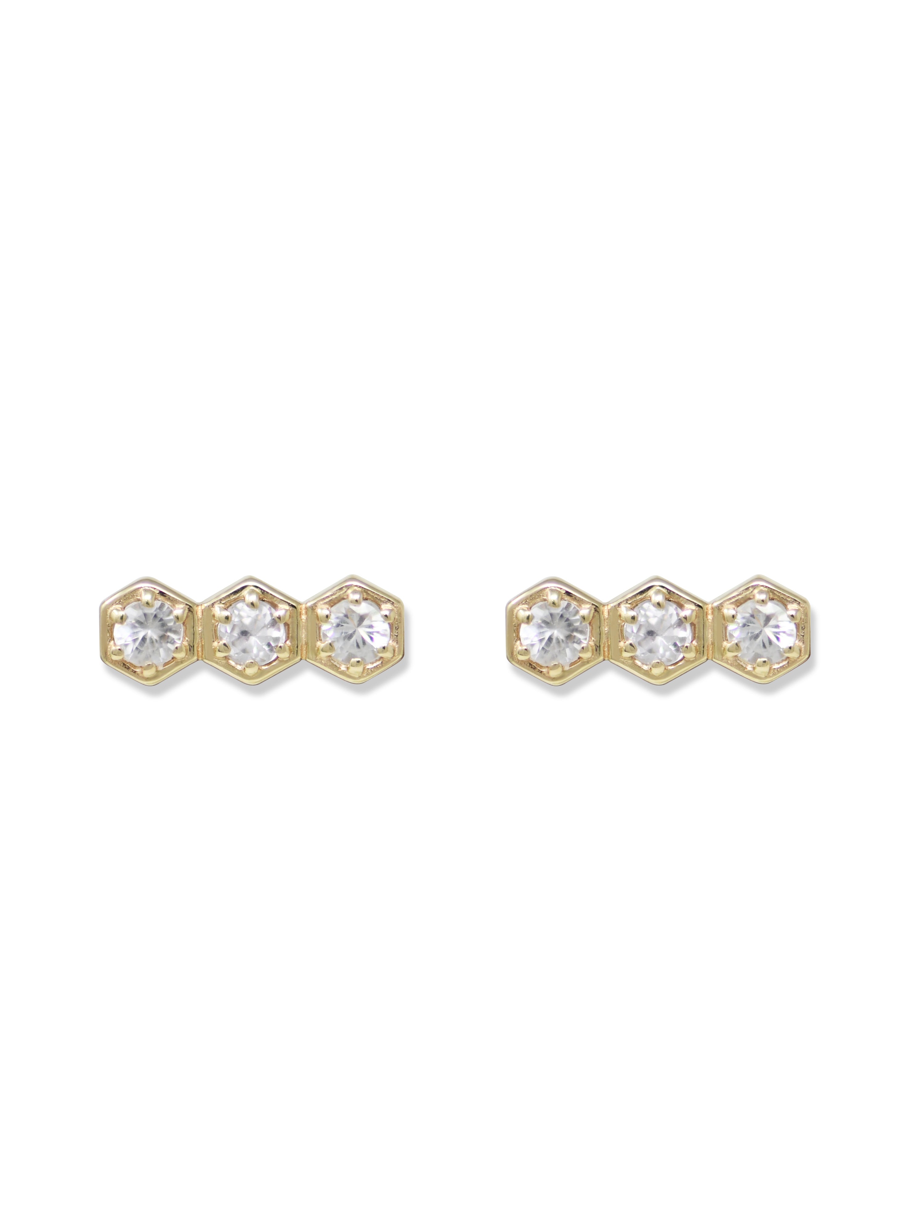 Jac + Jo Boucles d’Oreilles Hexagonales Montantes Mini