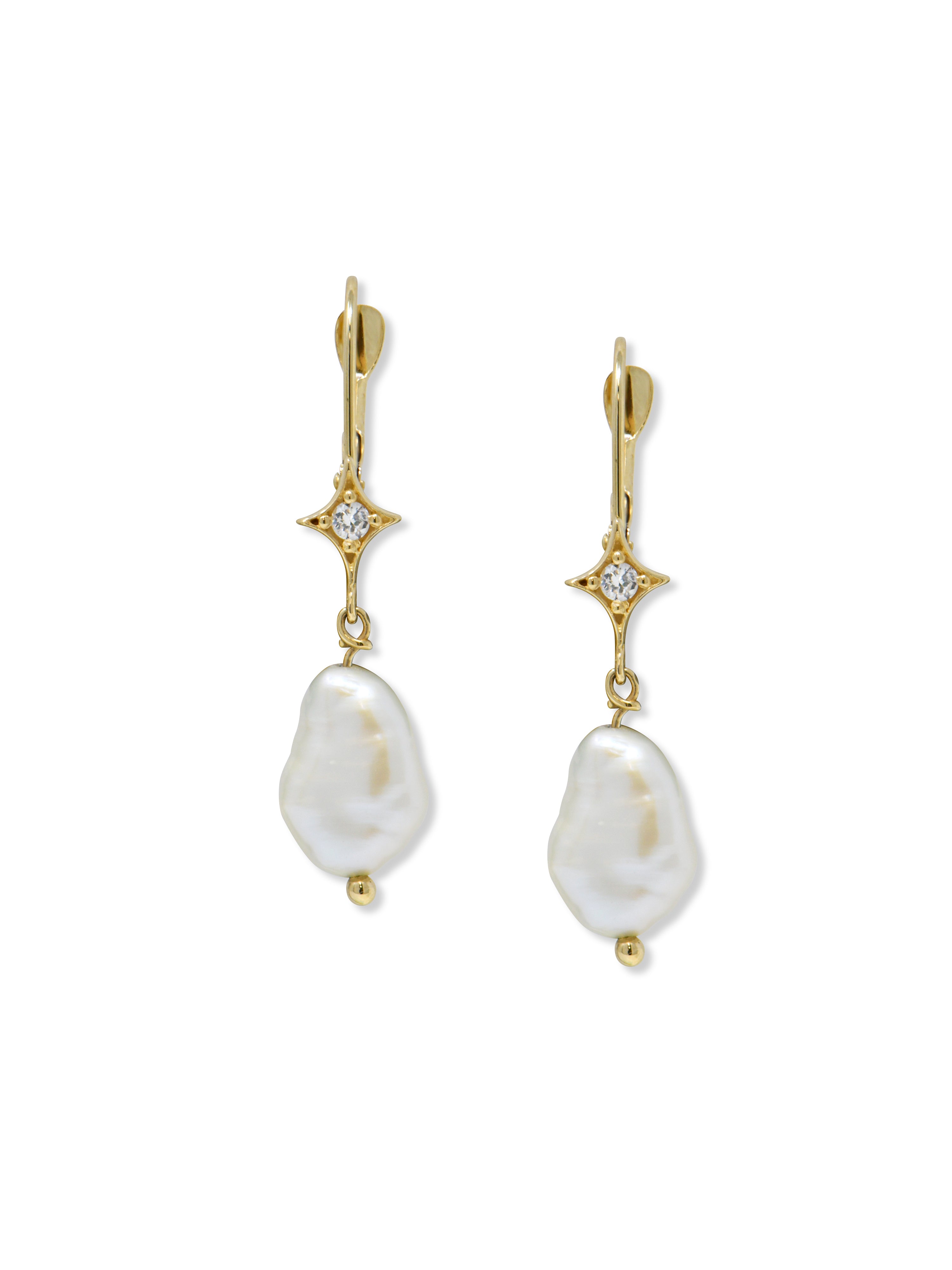 Jac+Jo Emilia Gothic Star Baroque Pearl Earrings