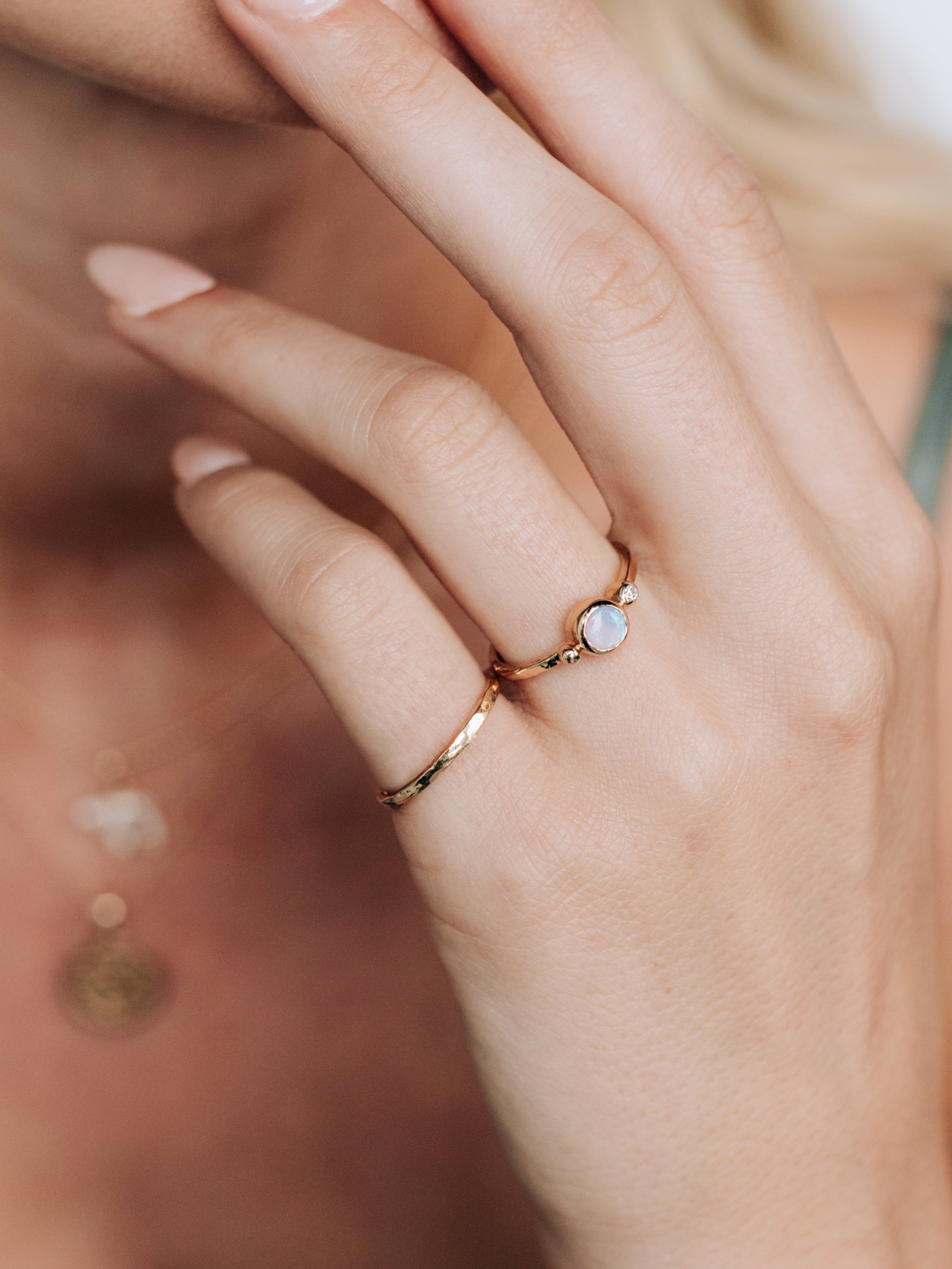 Jac+Jo Gold Hammered Ring Band