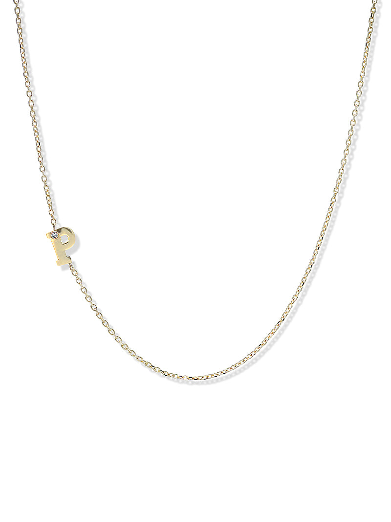 Love Letter Single Diamond Initial Necklace G 18