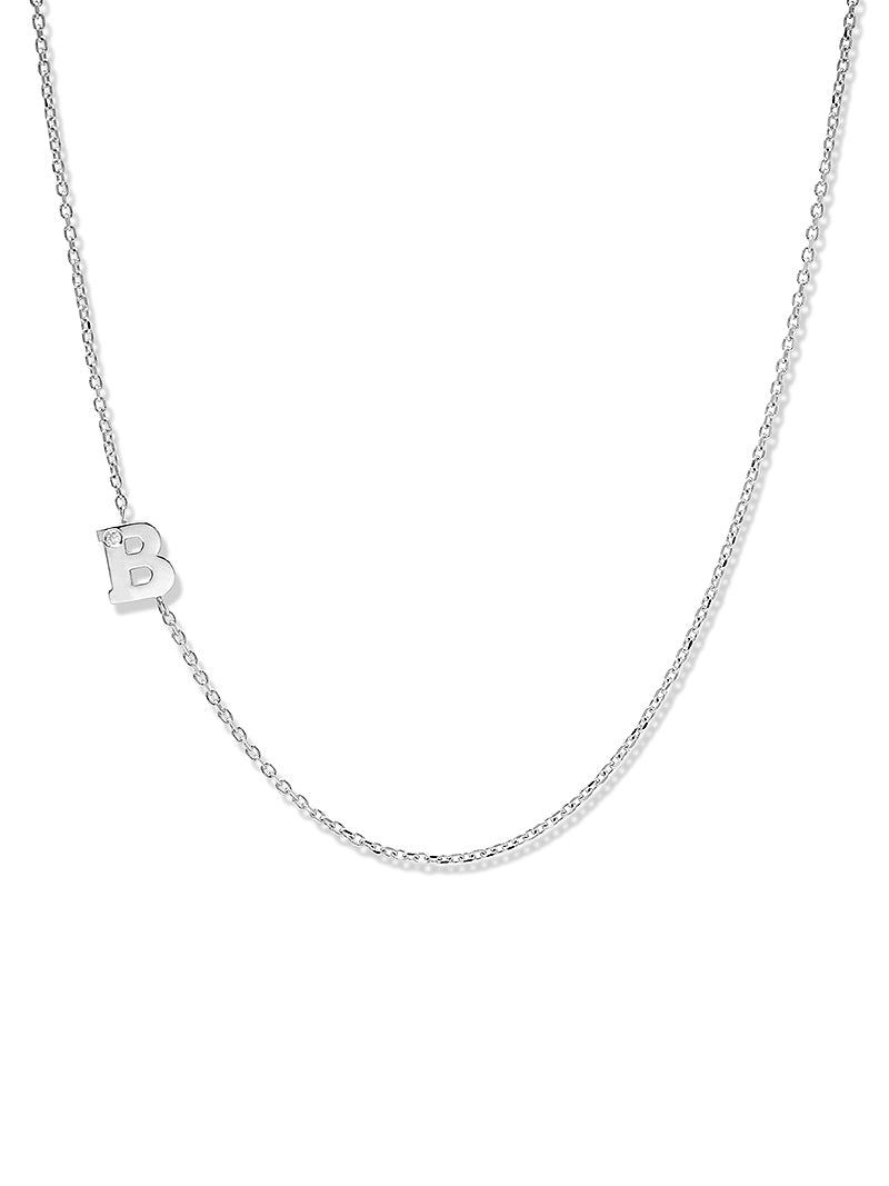 Love Letter Personalized Initial Necklace in White Gold